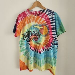 70s Neil Young & Crazy Horse Tie-Dye Shirt Extra Large Distressed